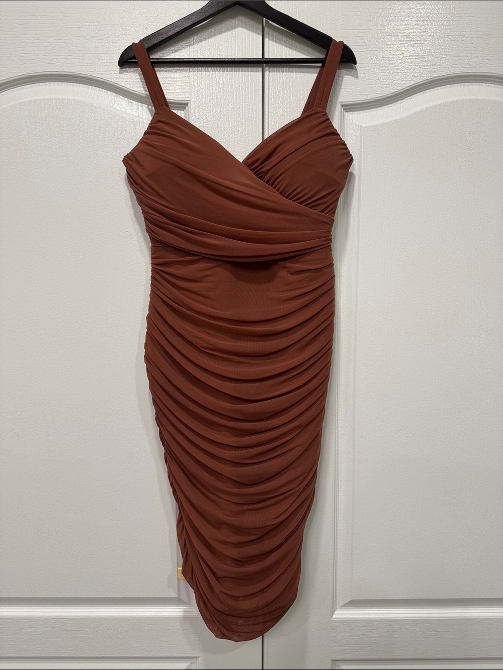 SPANDEX Fashion Nova Seeing You Later Ruched Bandage Dress Midi Size L